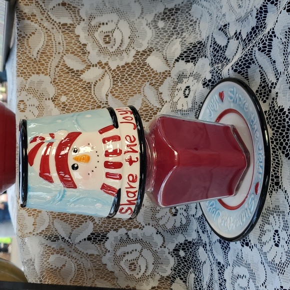 Set- Snowman Candle Shade & plate, AND small jar candle NEW - Picture 3 of 9
